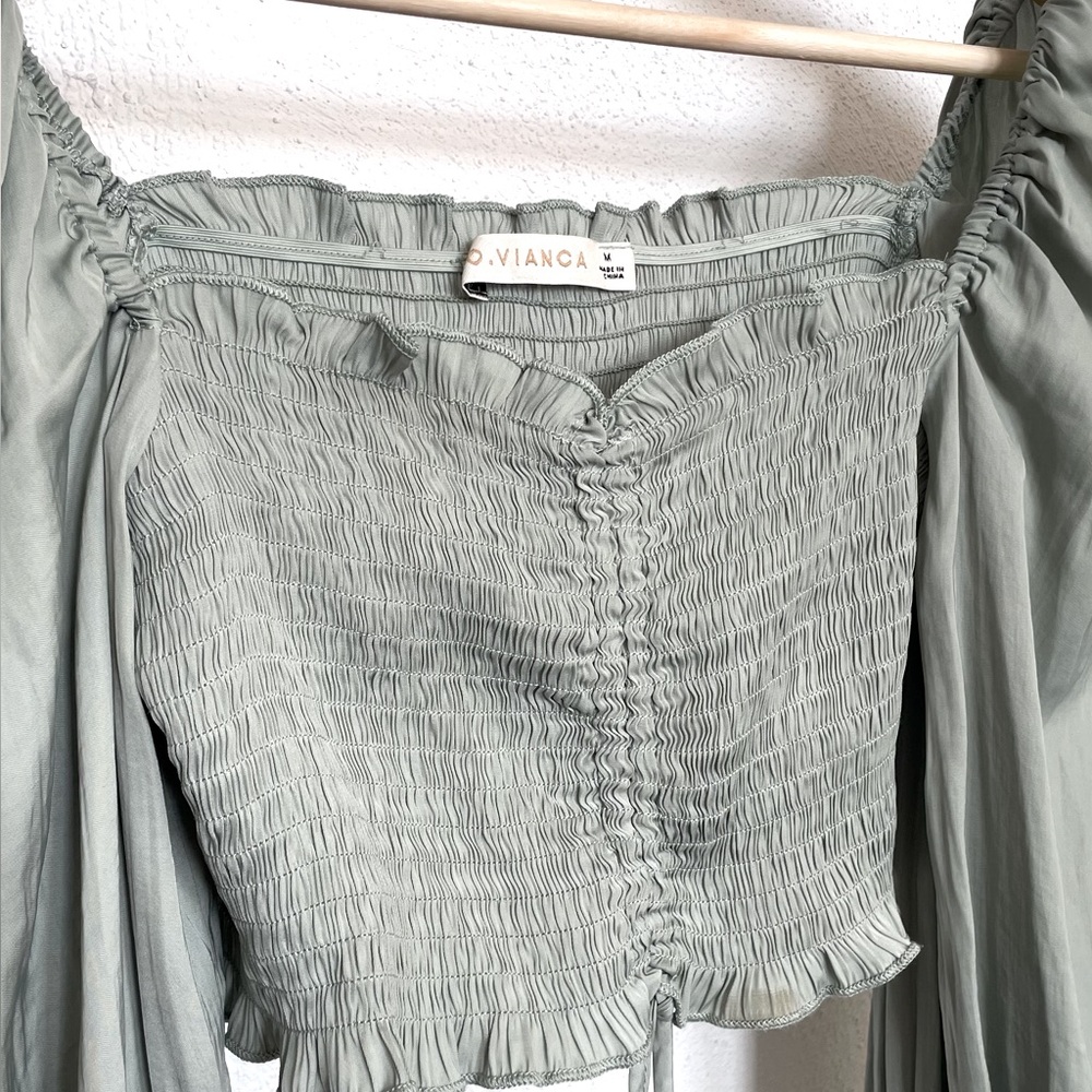 Going Out Top - flowy sage green crop top